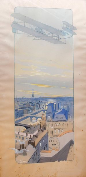 null Gamy ( présumée Marguerite Montaut)

«  Juvisy –Paris  »

Lithographie en couleurs,...