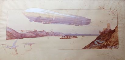 null Ernest Montaut ( 1879-1909)

«  Zeppelin  »

Lithographie en couleurs, rehaussée...