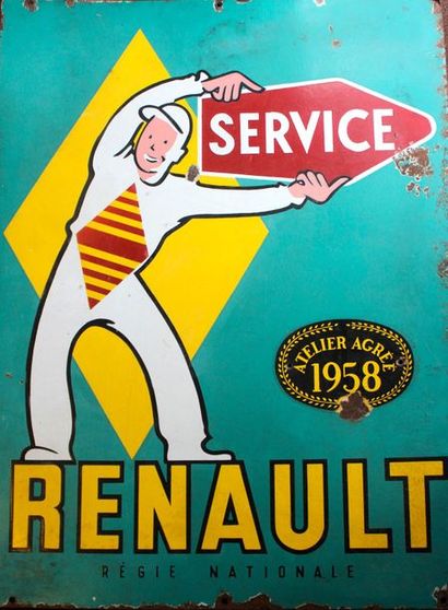 null «  Renault Service »

Plaque émaillée, double face « Renault Service, Régie...