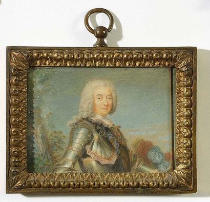  Ecole française du XIXe siècle. « Portrait d’homme en armure. Règne de Louis XV....