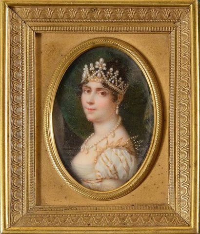 null Daniel SAINT (1778-1847) Portait de l’Impératrice Joséphine avec sa parure de...