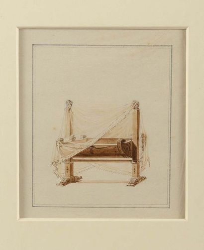 null Charles PERCIER (1764-1838) « Projet de berceau pour un enfant de la famille...