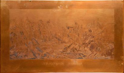 null Matrice en cuivre pour gravure. «La bataille d’Austerlitz» 23 x 39 cm