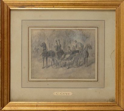 null Constantin GUYS (1802-1892) La calèche Crayon noir et encre 15 x 20 cm (à vue)...