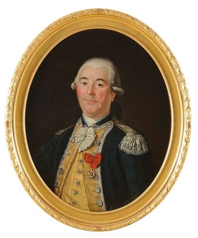 null Ecole française du XVIIIe siècle. « Portrait de René Gilbert de Vauborel, officier...