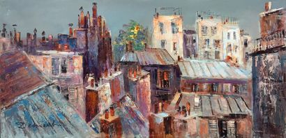 null LUCIEN DESMEDT (1919-1993) Les toits de Paris Huile sur toile Signée en bas...