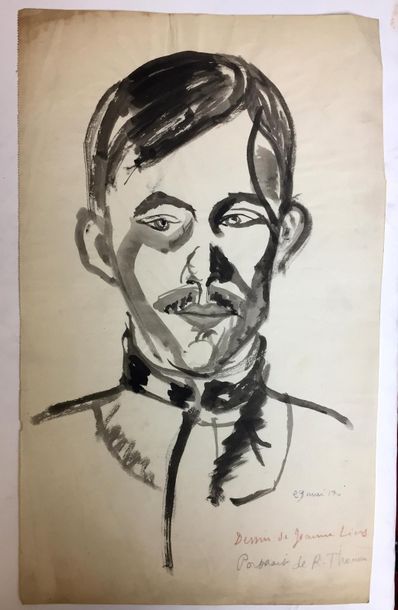 null René THOMSEN (1897-1976) Etudes d’homme Lot de 29 dessins sur papier : mine...