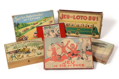 null Jeux divers : Jeu de « Loto-Bus» - puzzle « Le Tour du Monde en Quatre-vingt...