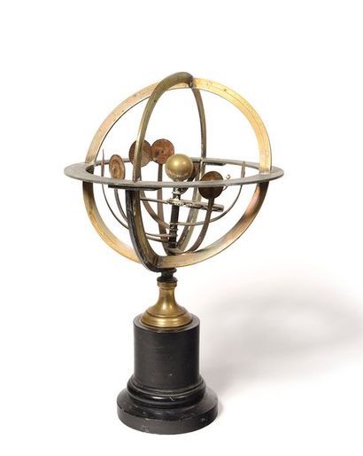 null Modèle de Charles DIEN (1809-1870) Planétaire manuel. Socle cylindrique en bois...
