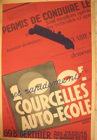 null Francis Bernard (1900-1979)


« Courcelles Auto-école » 


Affiche lithographique...