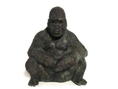 null SYLVIE ICHER (Née en 1968) « Gorille », 2018 Sculpture en bronze Signée Hauteur...