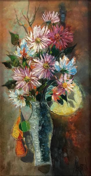 null RENE MARGOTTON (1915-2009) Fleurs de lune Huile sur toile Signée en bas à droite...