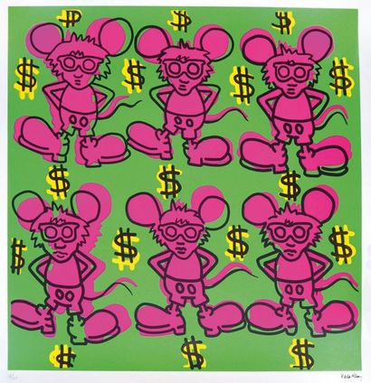 null KEITH HARING (1958-1990) Andy Mouse Lithographie couleurs Signature imprimée...