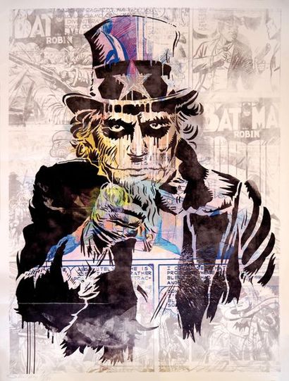 null DILLON BOY (Né en 1979) Uncle Sam Joker Sérigraphie couleurs Signée et numérotée13/25...