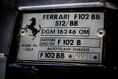 1980 FERRARI 512 BB Numéro de série 29917 Livrée neuve chez Charles Pozzi Levallois...
