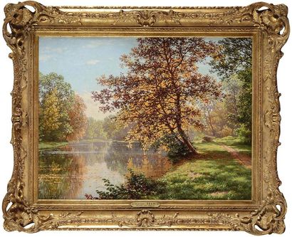 null René-Charles-Edmond HIS (1877-?) Les bords de l’Eure, Automne Huile sur toile...