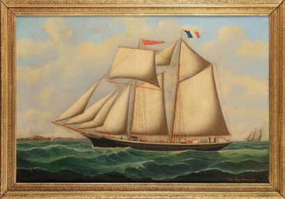 null Henry LOOS (Actif 1870-1894) Portrait de voilier Huile sur toile Signé et daté...