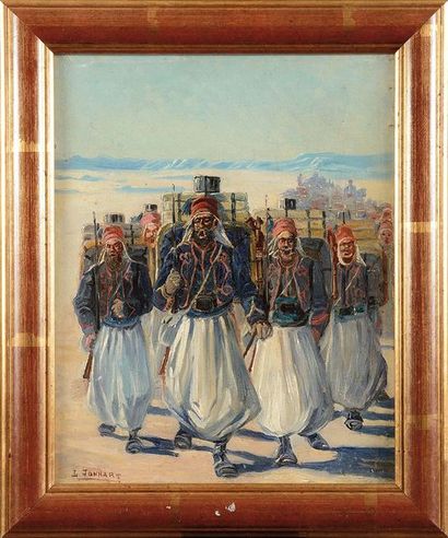 null L. JONNART (XIXe-XXe siècle) Armée algérienne Huile sur toile Signé en bas à...
