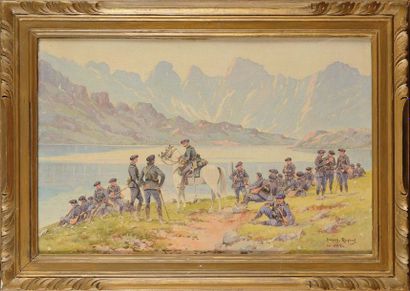 null Bernard RAMBAUD (XIXe-XXe siècle) Chasseurs alpins sur le lac d’Allos Vallée...