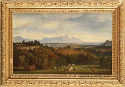 null Nicolas Victor FONVILLE (1805-1856), attribué à Troupeau au pied des montagnes...