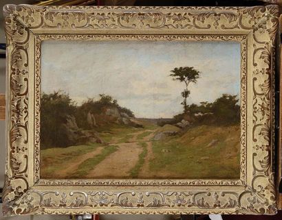 null Henri SAINTIN (1846-1899) Paysage Huile sur toile Signé en bas à gauche 38,5...