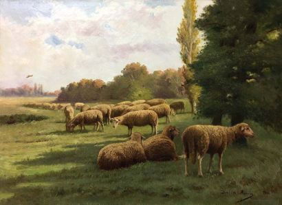 null Giovanni DELLA ROCCA (1788-1858) Moutons au paturage Huile sur toile Signé en...
