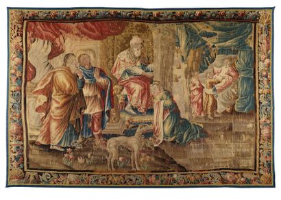 null AUBUSSON Esther et Assuérus Tapisserie en laine polychrome. XVIIIe siècle. 250...