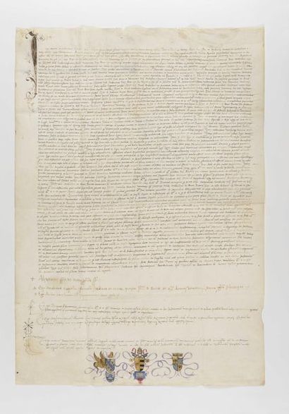 null ALEXANDRE VI. Pièce signée, « Alexander papa VI manu propria subscripsi », contresignée...