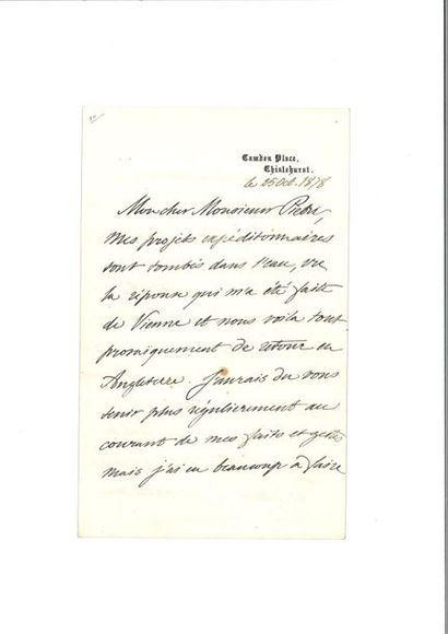 null PRINCE IMPÉRIAL. Lettre autographe signée « Napoléon » à Jean-Baptiste Franceschini-Piétri....