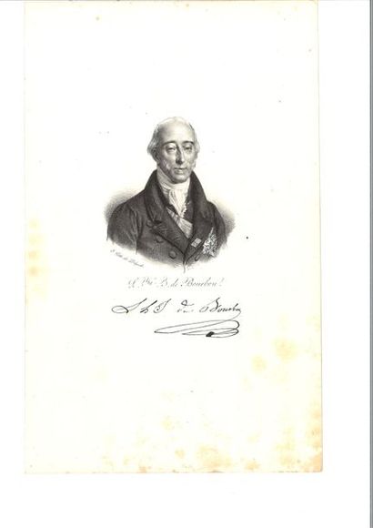 null CONDÉ (Louis-Henri-Joseph de Bourbon, prince de). Lettre autographe signée «...