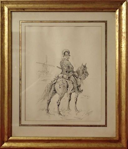 null Lucien-Pierre SERGENT (1849-1904) Cavaliers. Deux dessins , Mine de plomb, crayon...