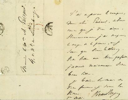 null HUGO (Victor). Lettre autographe signée à Alexandre Guiraud. [Paris], 1er mai...