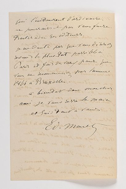 null MANET (Édouard). Lettre autographe signée « Ed. Manet » à Charles Baudelaire....