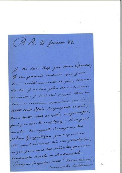 null DU CAMP (Maxime). Lettre autographe signée au poète Julien Leclercq. Baden-...