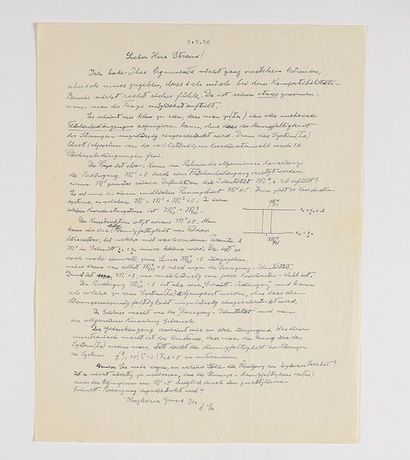 null EINSTEIN. Lettre autographe signée de ses initiales, en allemand, à Ernst Gabor...