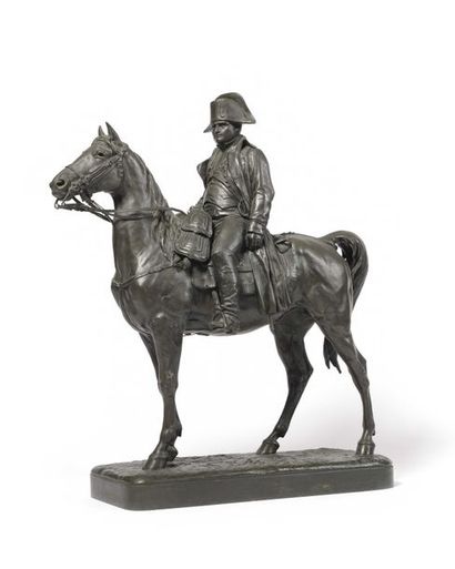 null Jules Edmond MASSON (1871-1932). « L’Empereur Napoléon Ier à cheval ». Bronze...