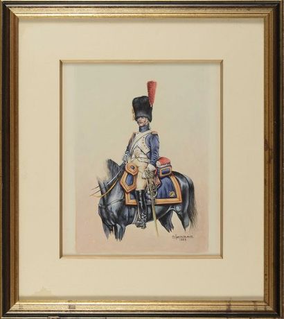 null Pierre CONRAD. Ecole française. a) « Grenadier à cheval de la garde impériale...