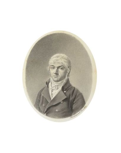 null Ferdinand de TASCHER (1779-1858). « Autoportrait, en buste de face, à vue ovale....