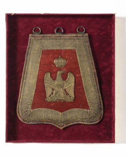 null Rare sabretache d’officier de hussard en maroquin noir, pattelette recouverte...