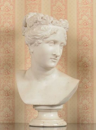 null Antonio CANOVA, d’après. Ecole Française du XIXe siècle Buste de Pauline Bonaparte,...