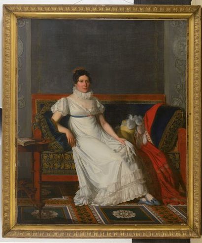 null François Henri MULARD (1769 - 1850) attribué à Portrait de Madame de F. en robe...