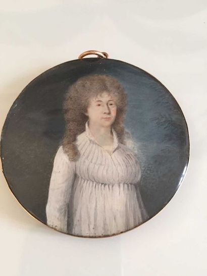 null Louis ou Etienne LESAGE (1770-après 1808) Portrait d'une femme en robe antique...