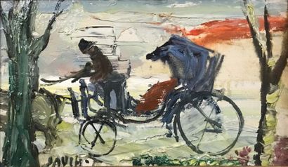 null GABRIEL DAUCHOT (1927-2005) La calèche Huile sur toile signée en bas à gauche...