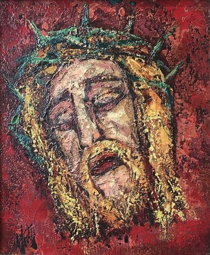 null HENRY MAURICE D’ANTY (1910-1998) Le Christ Huile sur toile signée en bas à gauche...