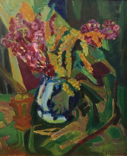 null LOUIS BERTHOMME SAINT ANDRE (1905-1977) Bouquet de fleurs Huile sur toile signée...