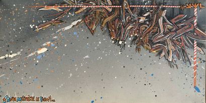 null SPOT (Né en 1977) IVRY MAÎTRISE LE FLOW Acrylique sur toile 25 x 50 cm