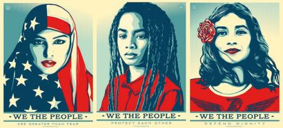 null SHEPARD FAIREY (Né en 1970) We The People (triptyque) 2017 Série de trois impressions...