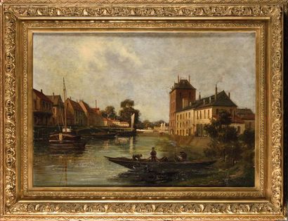 null Gustave MASCART (1834-1914) Le Port Huile sur panneau Signé en bas à droite...