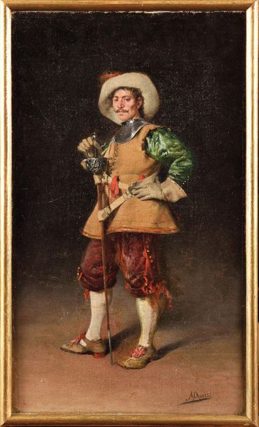 null Arturo ORSELLI (XIX) Portrait de Gentilhomme Huile sur toile Signé en bas à...