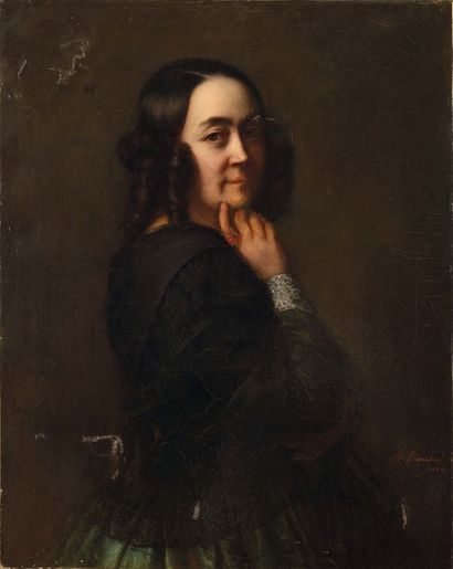  Félicité BEAUDIN (circa 1819) La dame en noir, autoportrait, 1838 Huile sur toile...